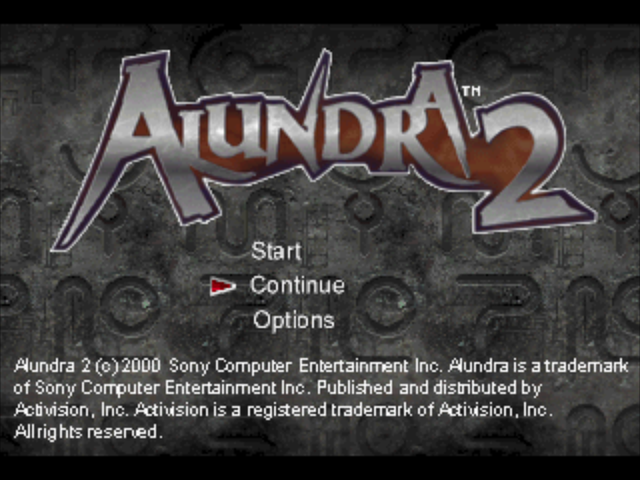 Alundra 2 title screen for Playstation